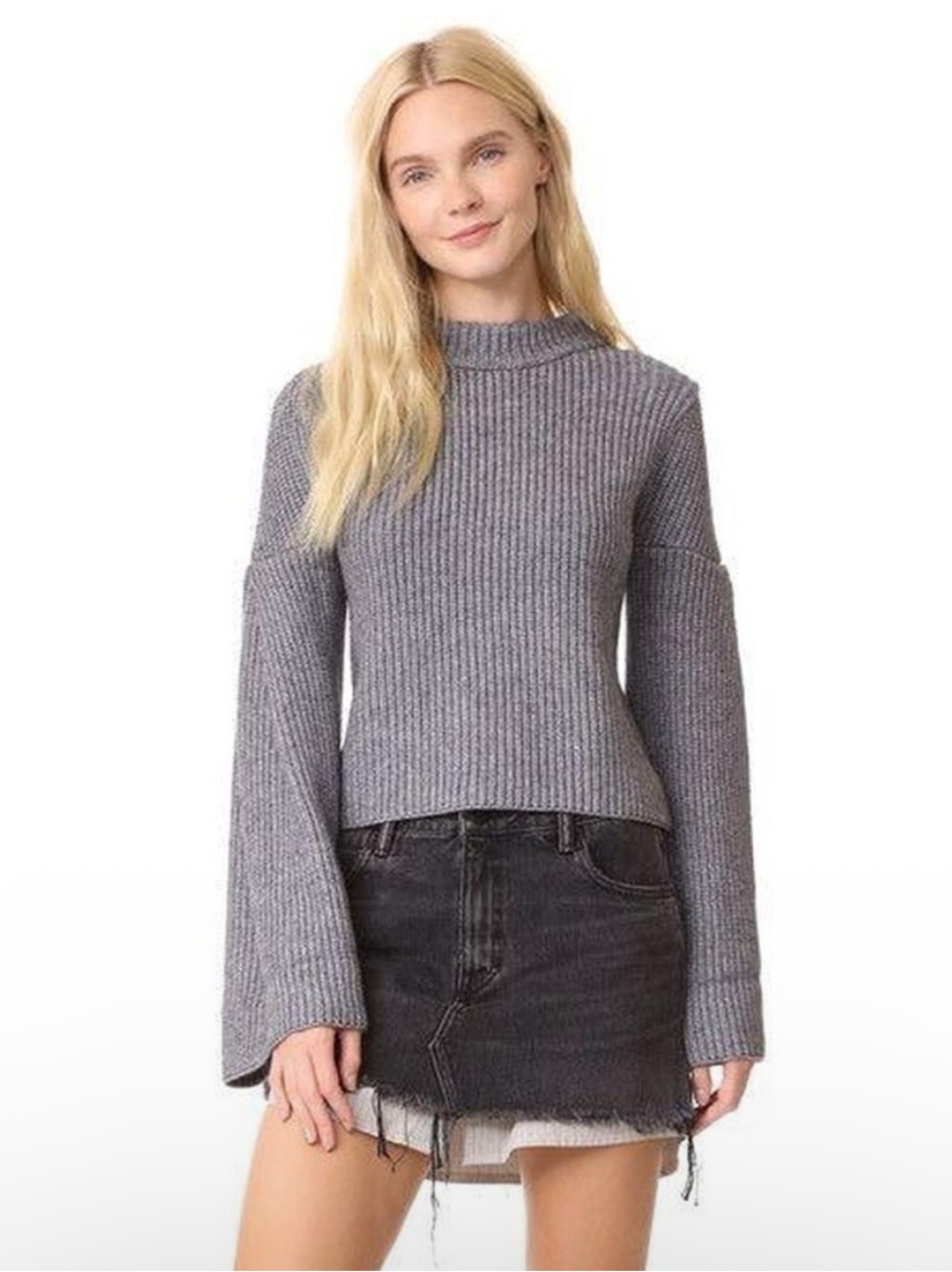 NWT Endless Rose Bell Sleeve Sweater - Gray M